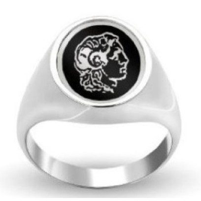 Custom Silver (White) Oval-Top Signet Ring With Enamel