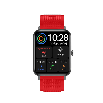 DAS.4 SU02  smartwatch Black Case/ Red Silicone